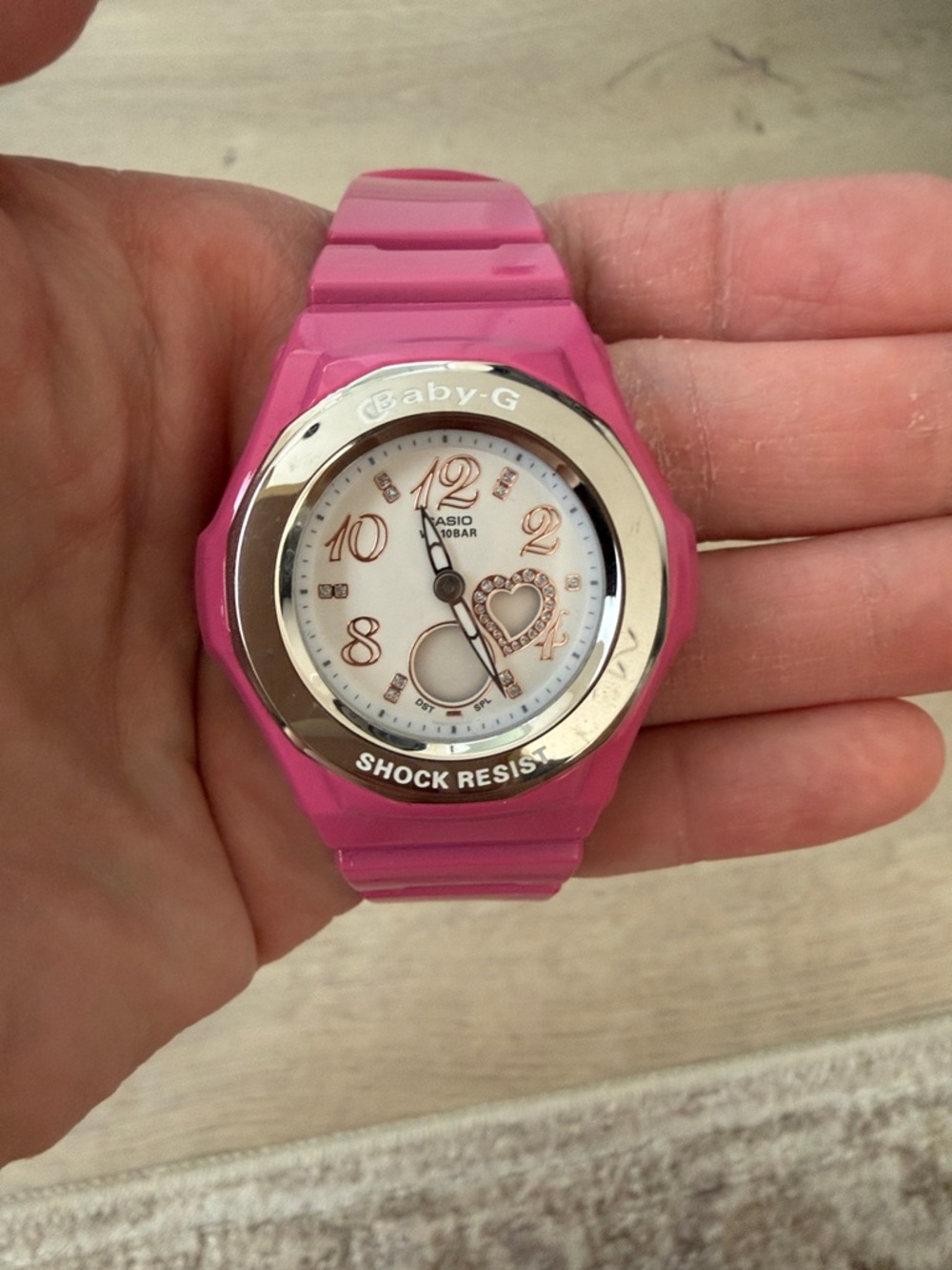 Casio Baby-G Pink Resin Watch with Silver Bezel